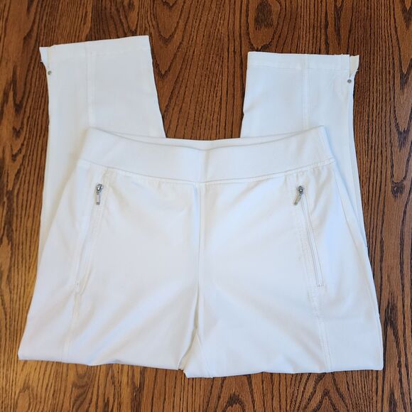 Chico's Zenergy White Clean Minimalist Ankle Pants Zip Pockets - Picture 1 of 6